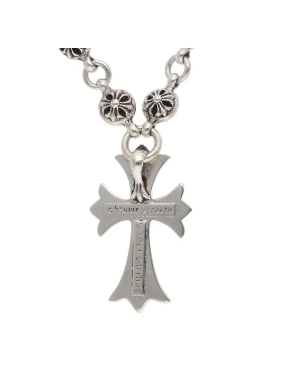 Chrome Hearts 1 CH Cross Ball Chain Small CH Silver Necklace